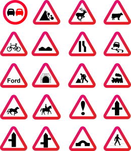 A small sample of the UK road signs you'll encounter.