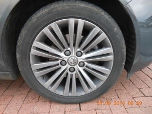 The right-front tire (tyre) when we returned the car.