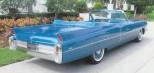 An actual sky-blue 1963 Cadillac convertible. I didn't know there was such a thing when I wrote it down.